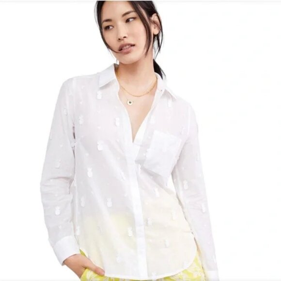 Maeve by Anthropologie button-down shirt white women size 8 - Picture 1 of 5